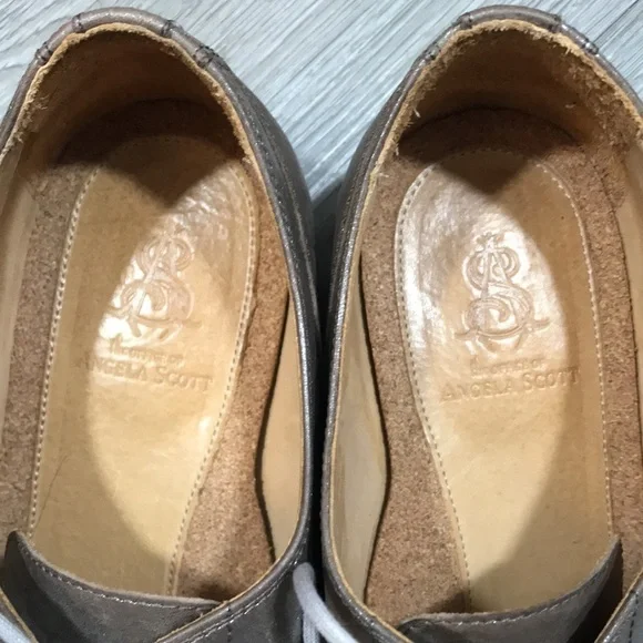 The Office of Angela Scott Ms. Baker Oxfords in Silver Overlay Tan Leather